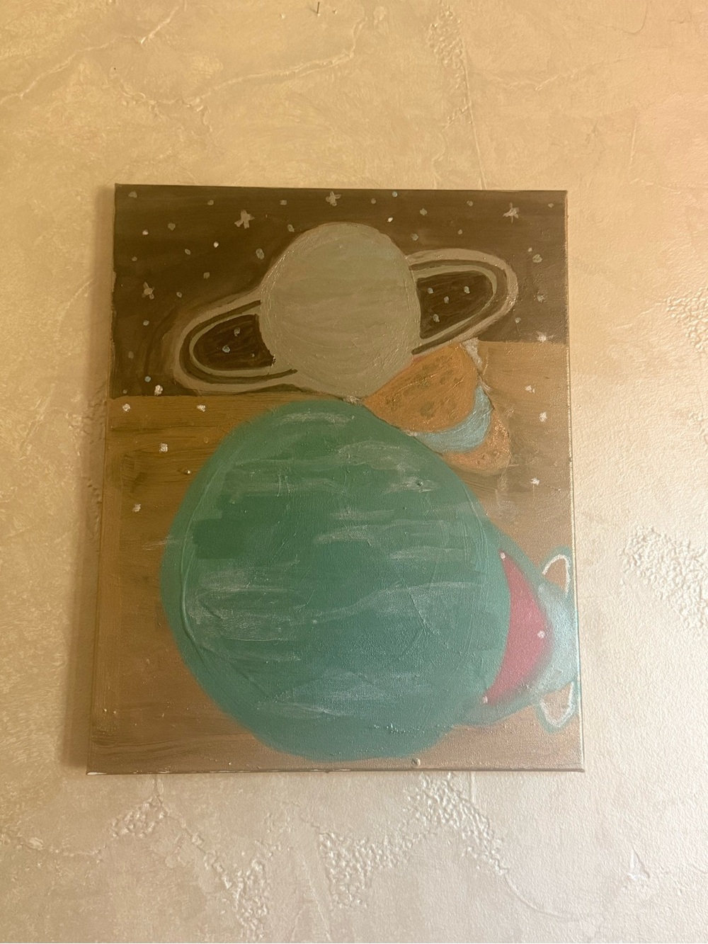 Original Home Art Painting in Teal and Beige
